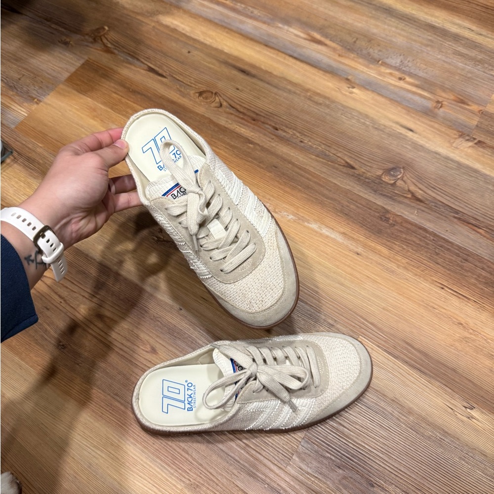 Back 70 Slip-On Knit Sneaker Mule in Beige - Picture 4 of 6